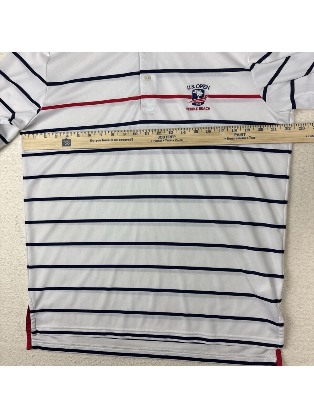 US Open Collection by Ralph Lauren Polo Shirt Mens L Striped Pebble Beach 2019 - Picture 2 of 9